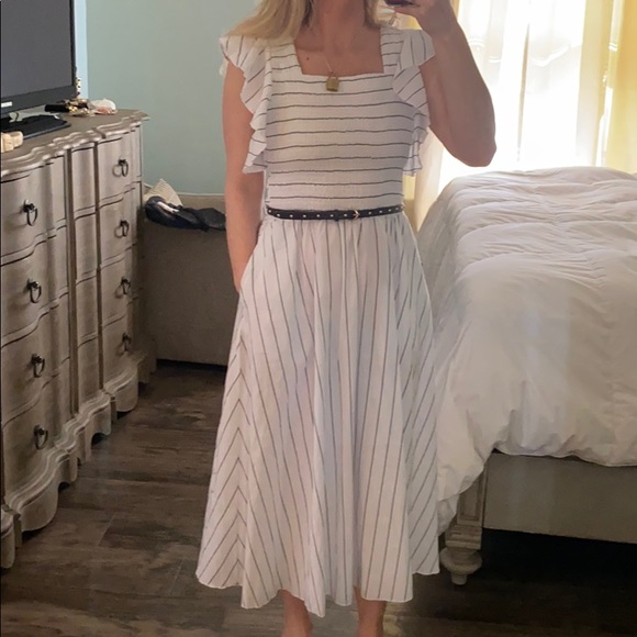 Pinstriped Flutter Dress - Picture 7 of 8